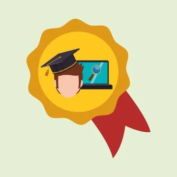 E-learning design. Education icon. Isolated illustration , vector Illustrazione stock