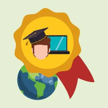 E-learning design. Education icon. Isolated illustration , vector Stock Illustration