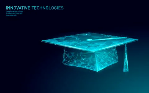 E-learning distance graduate certificate program concept. Low poly 3D render Stock Illustration