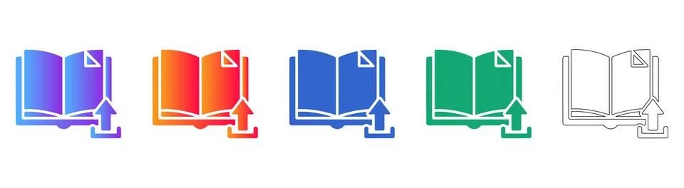 E Learning Document Upload Icons Stock Illustration