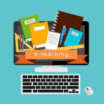 E-learning. e-book. online education. Stock Illustration