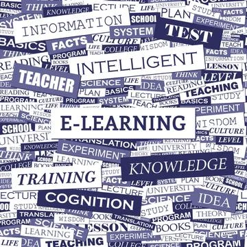 E-LEARNING E-LEARNING. Background concept wordcloud illustration. Print co... Stock Photos