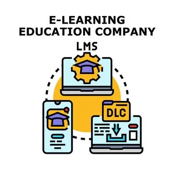 E learning education company lms concept illustration 스톡 일러스트