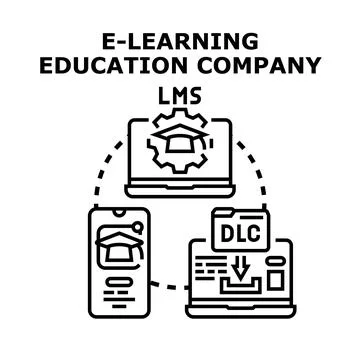 E learning education company lms concept illustration Stock Illustration