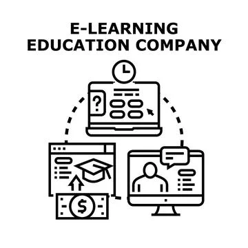 E learning education company providing online training courses 库存插图