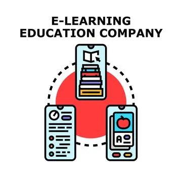 E learning education company providing online knowledge and lessons Stock Illustration