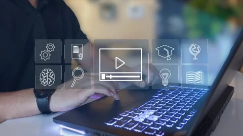 E-learning education concept, learning online with webinar Stock Footage 290068678