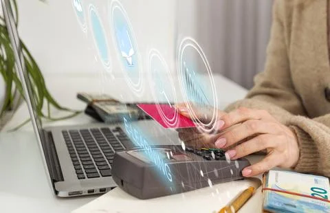 E-learning education concept, learning online with webinar, video tutorial Stock Photos