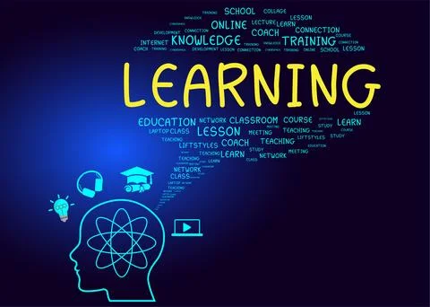 E-learning education concept online learning with webinars, video tutorials.. Stock Illustration