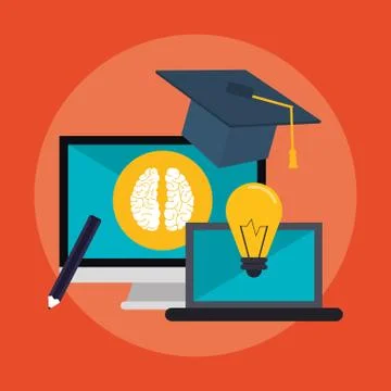 E-learning education design Illustrazione stock