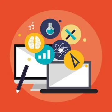 E-learning education design Stock Illustration