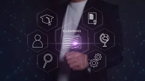 E-learning education, internet lessons, and online webinar. Stock Footage 281329368
