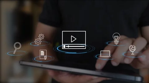 E-learning education, internet lessons, and online webinar. Stock Footage 281329541