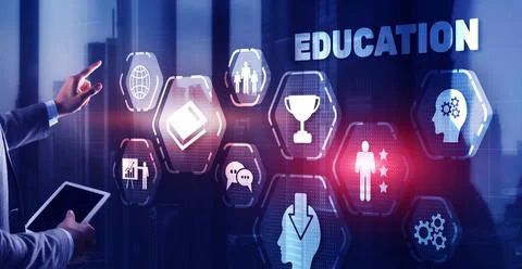 E learning Education Internet Webinar Online courses concept Stock Photos
