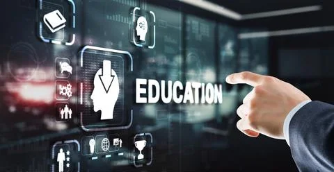 E learning Education Internet Webinar Online courses concept Foto stock