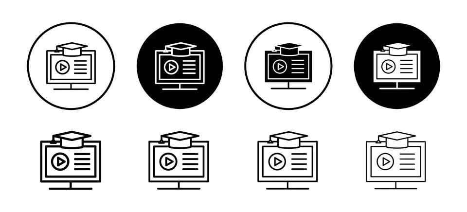 E learning education through online computer or internet icon. E study usin.. Stock Illustration