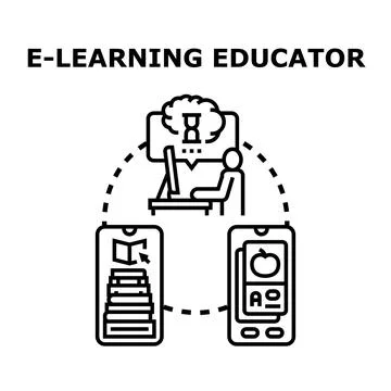 E learning educator teaching students remotely online 스톡 일러스트