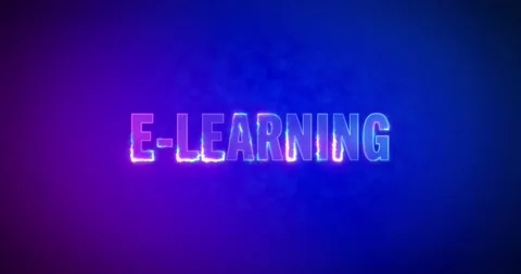 E-Learning. Electric lightning words. Logotype Stock Footage 134504983