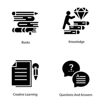 E learning Filled Vector Icons Set Illustrazione stock