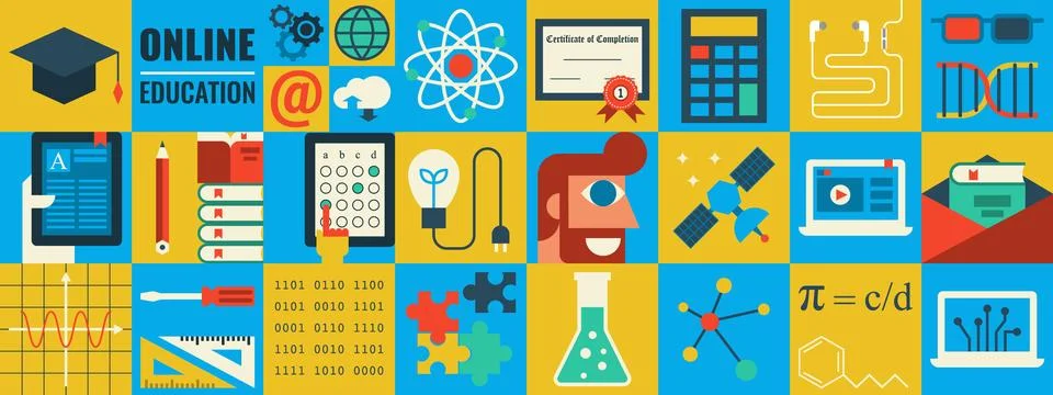 E-learning flat design concept Stock Illustration