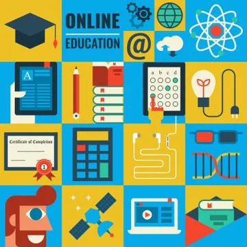 E-learning flat design concept Stock Illustration