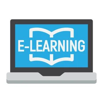 E learning flat icon, education and online Stock Illustration