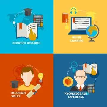 E-learning flat icon set イラスト素材