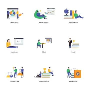 E Learning Flat Illustration Pack イラスト素材