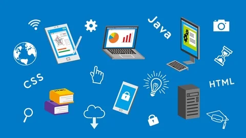 E-learning Gadget concept animation -blue Stock Footage 92006487