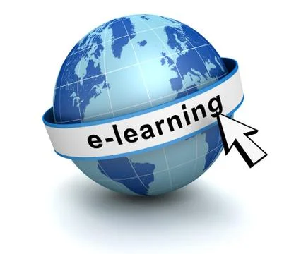 E-learning globe concept  3d illustration Stock Illustration