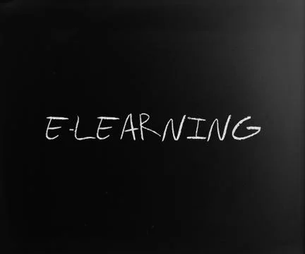 "e-learning" handwritten with white chalk on a blackboard イラスト素材