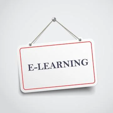 E-learning hanging sign Illustrazione stock