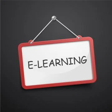 E-learning hanging sign Illustrazione stock
