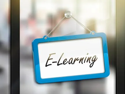 E-learning hanging sign Stockillustratie