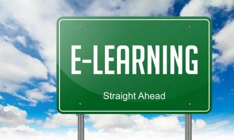E-Learning on Highway Signpost. Illustrazione stock