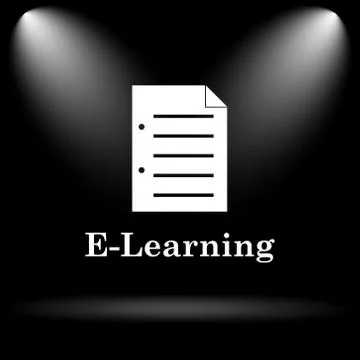 E-learning icon. Internet button on black background.. Stock Illustration