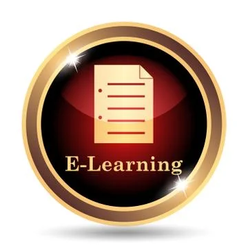 E-learning icon. Internet button on white background.. Stock Illustration