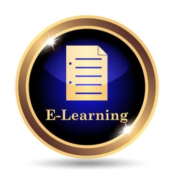 E-learning icon. Internet button on white background.. 스톡 일러스트