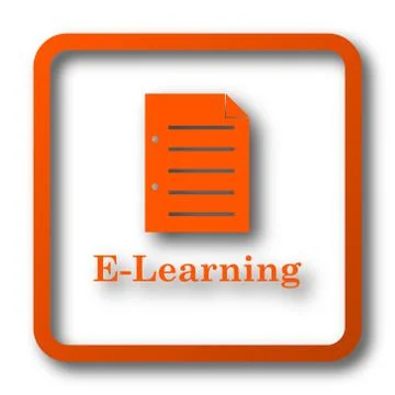 E-learning icon. Internet button on white background.. 스톡 일러스트
