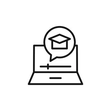 E learning icon logo sign vector outline 스톡 일러스트