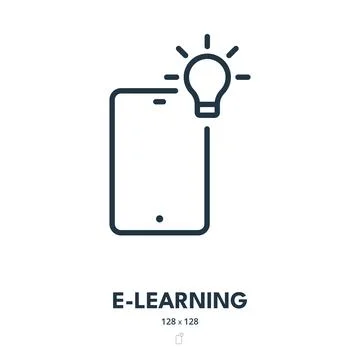 E-Learning Icon. Online, Education, Training. Editable Stroke Stock Illustration
