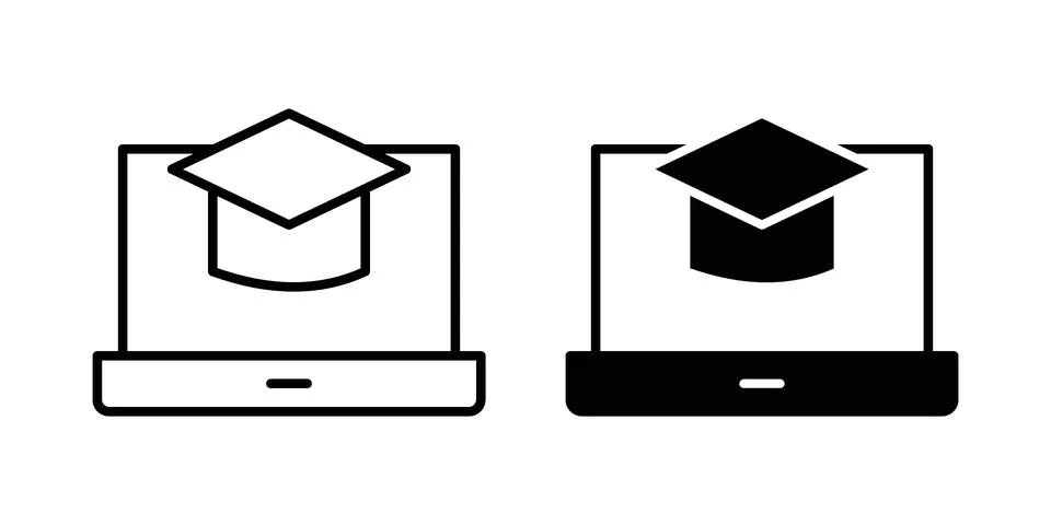 E learning icon. Outline, flat icons Illustrazione stock