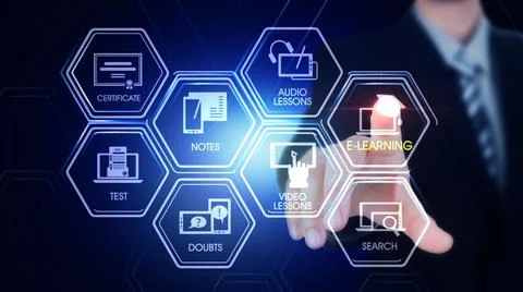E Learning  Icon Rotating wheel Concept Stock Photos
