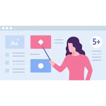 E-learning icon school teacher online flat vector Stock Illustration