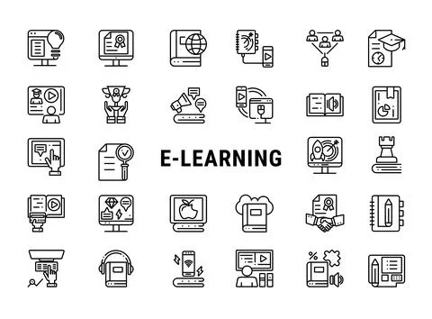 E-learning icon set Stock Illustration