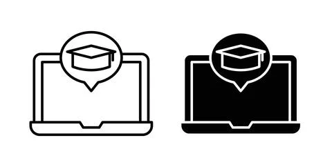 E learning icon symbol. Vector illustration pack in black color. イラスト素材