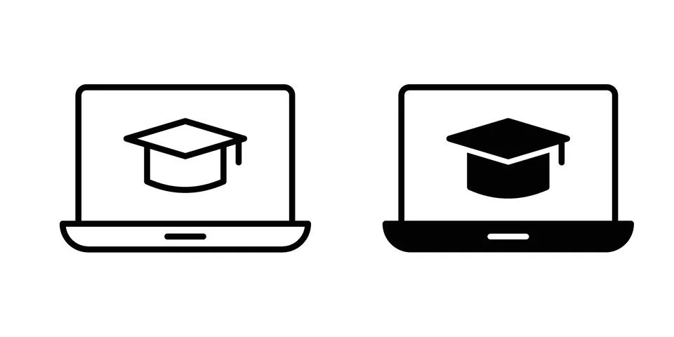 E learning icon vector concepts, line and silhouette style イラスト素材