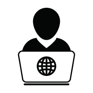 E Learning icon vector person with laptop computer for online education male  Stock Illustration