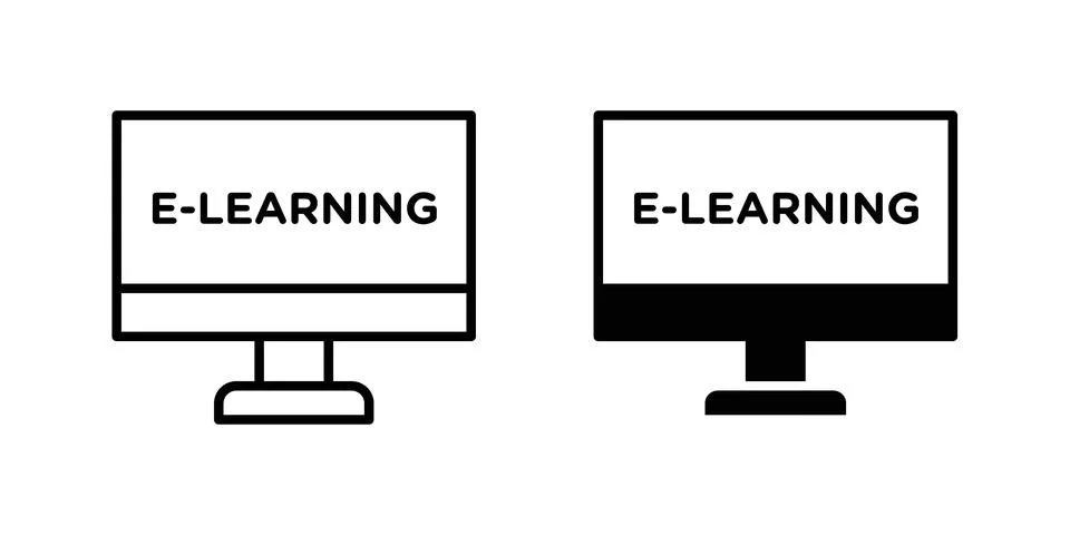 E learning icon vector template set in black イラスト素材