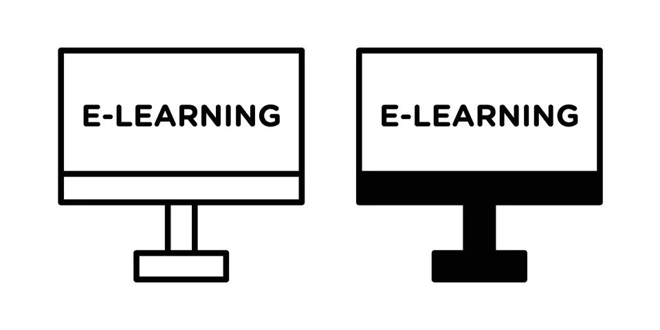 E learning icon vectors. Illustrations in black Illustrazione stock